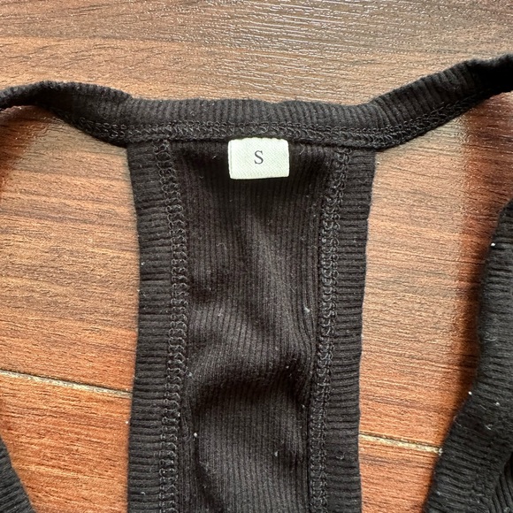 Black Ribbed Women's Tank Top - Picture 2 of 2